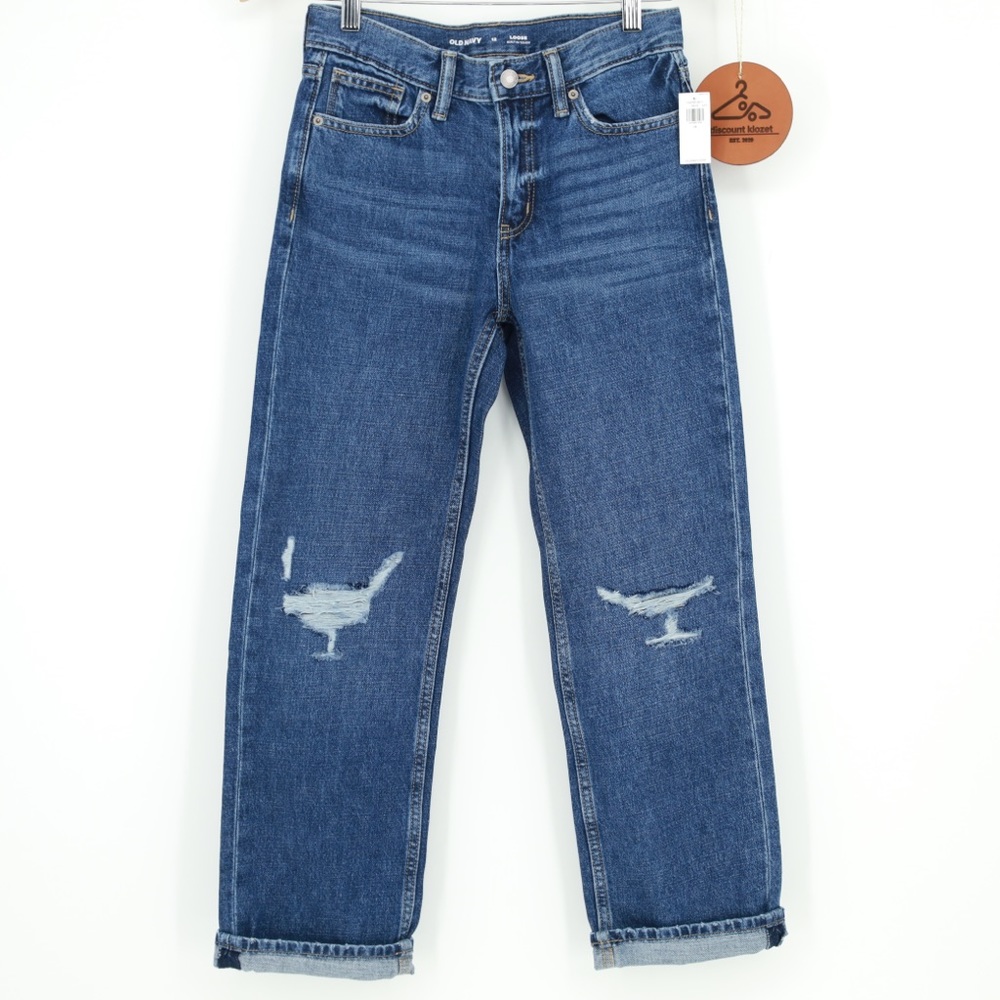 OLD NAVY Non-Stretch‎ Loose-Fit Ripped Medium Wash Jeans